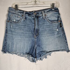 Silver Jeans W31/L3 High Rise Medium Wash Raw Hem Zip Fly Shorts Stretch‎ Casual